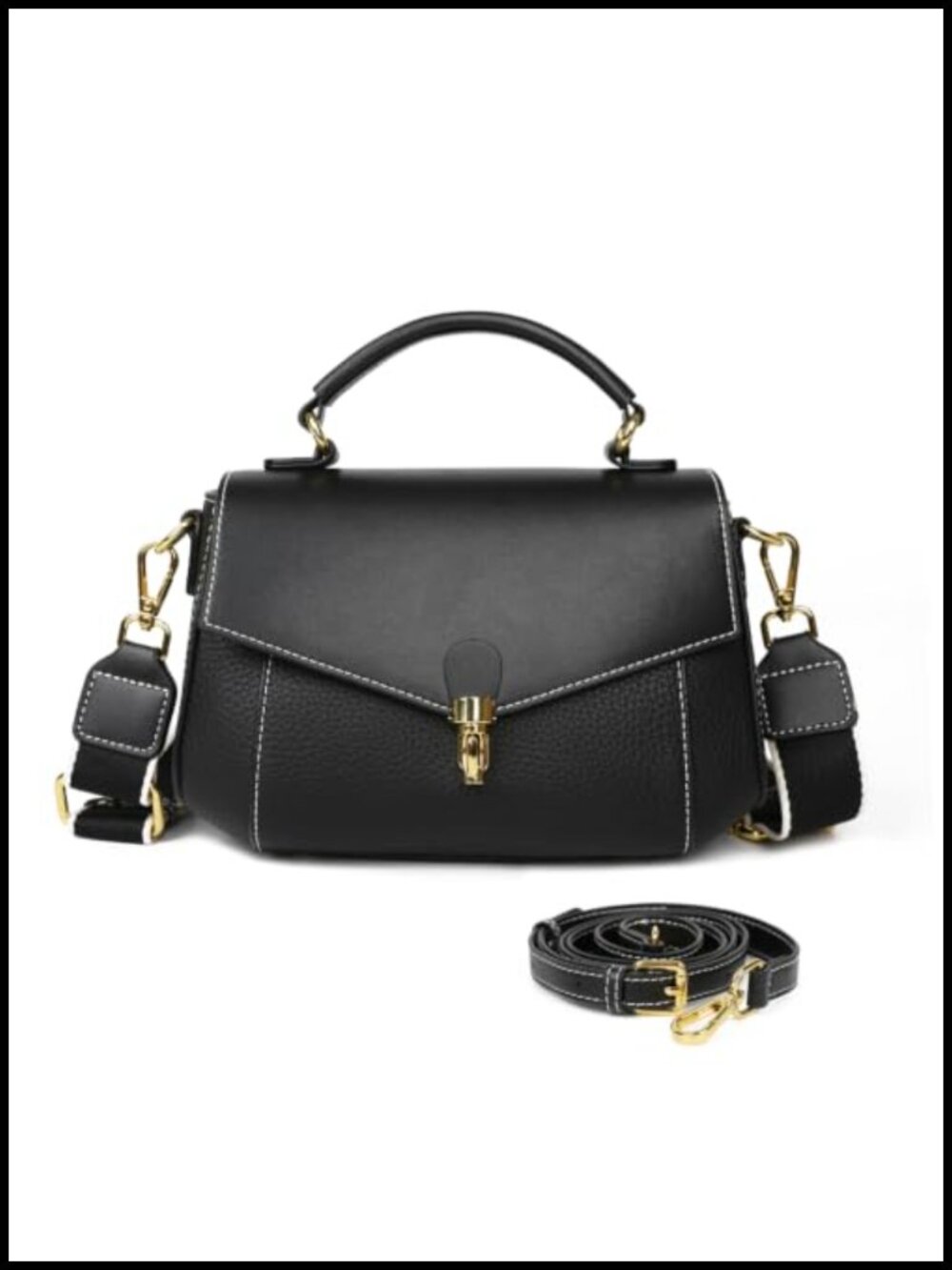 Genuine Leather Crossbody Bag 3-Way Convertible Shoulder Handbag Mini Purse